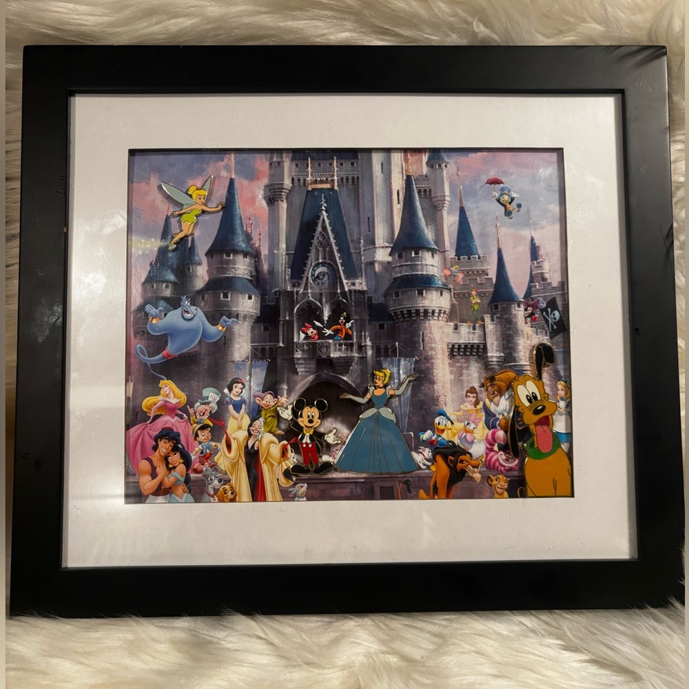 Disney Parks Castle Print with Characters Pin Set